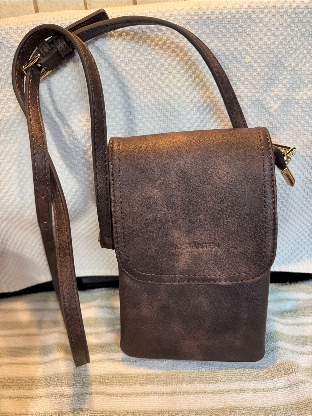 BOSTANTEN Dark Brown Leather Crossbody Phone Bag for Women